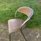 Chaise en velours beige et chrome forme courbée vintage 1950