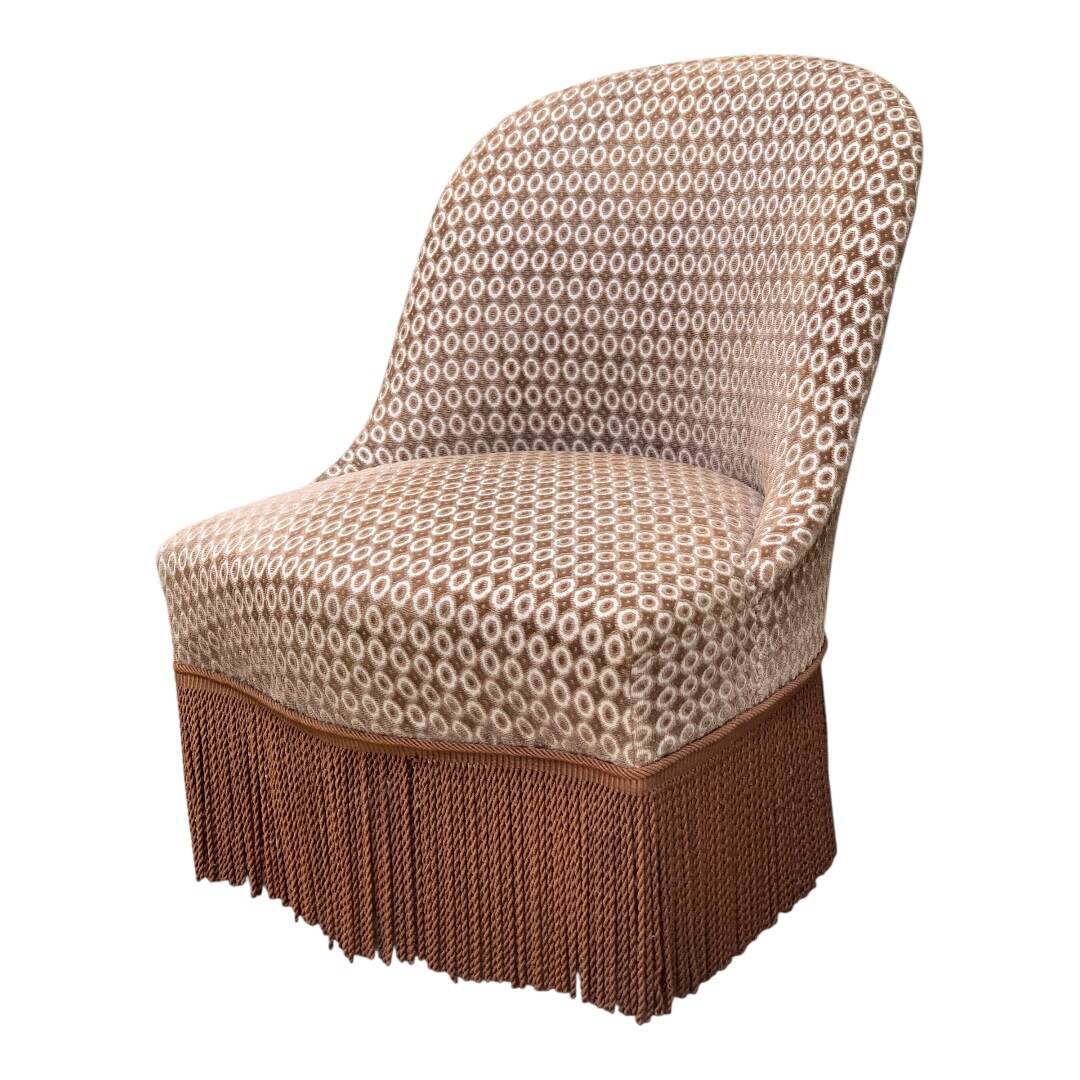 Vintage chocolate velvet toad armchair