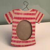 Wooden frame photo Vintage 80s striped for children's room