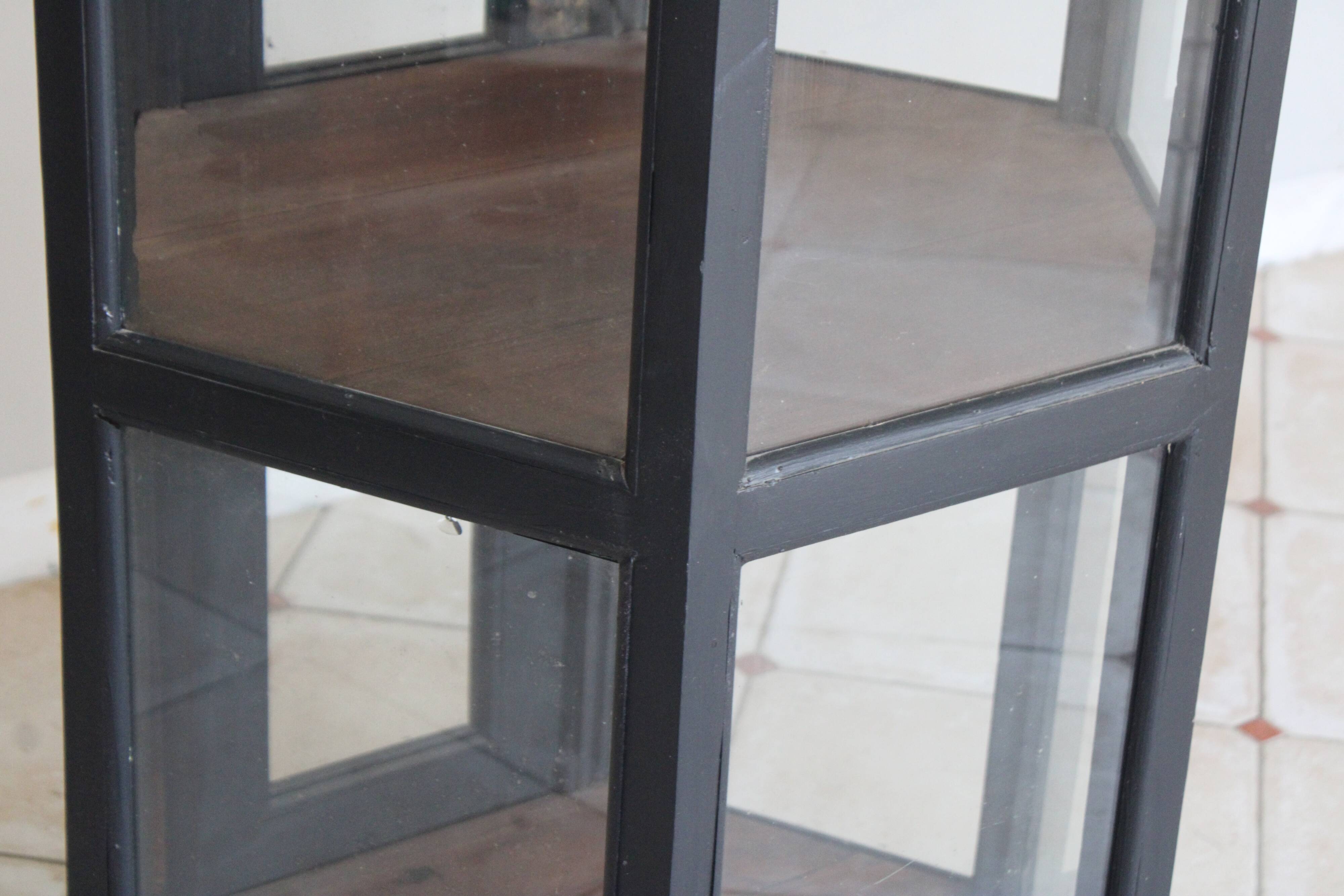 Antique black hexagonal display cabinet – 180 cm