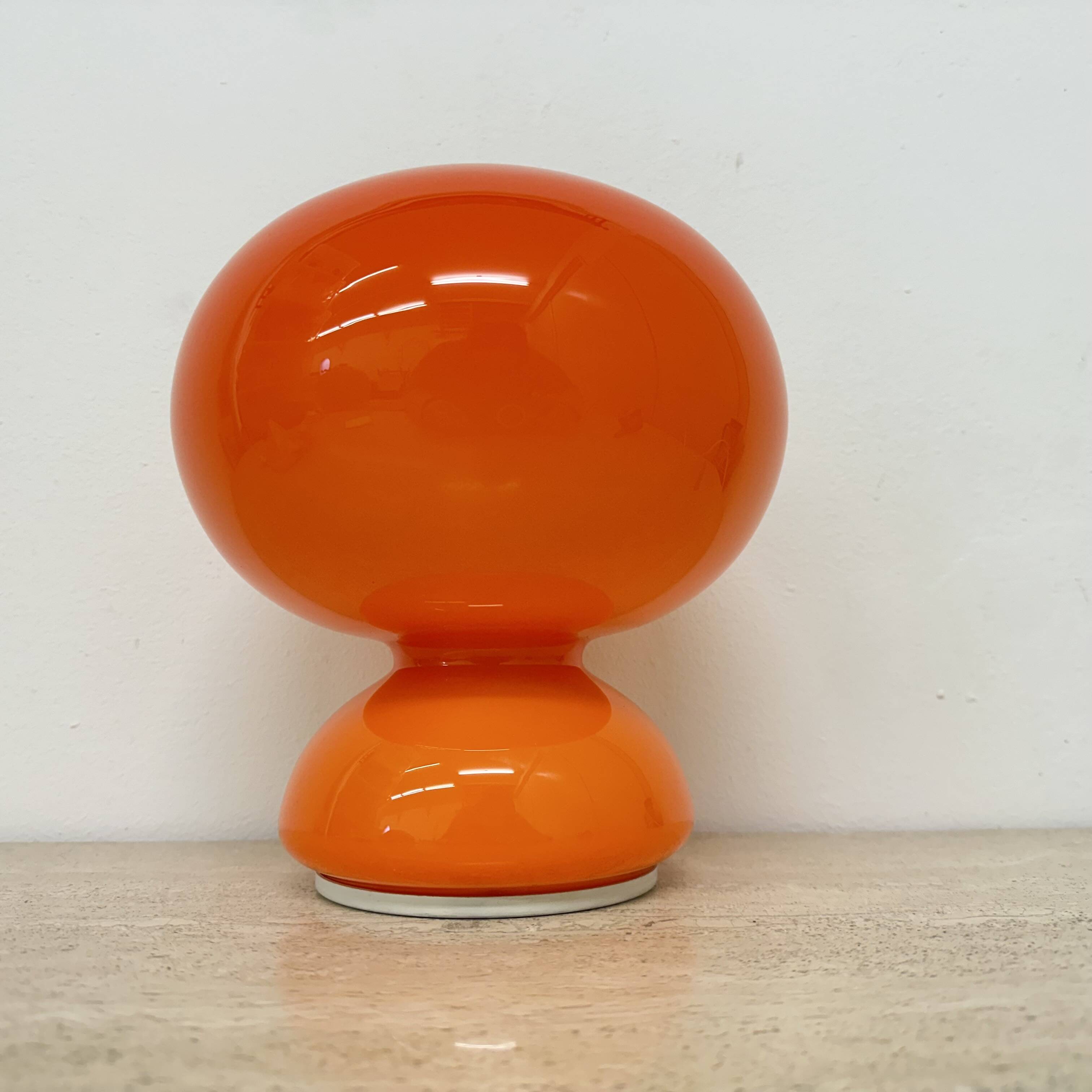 Space age orange glass table lamp , 1970s