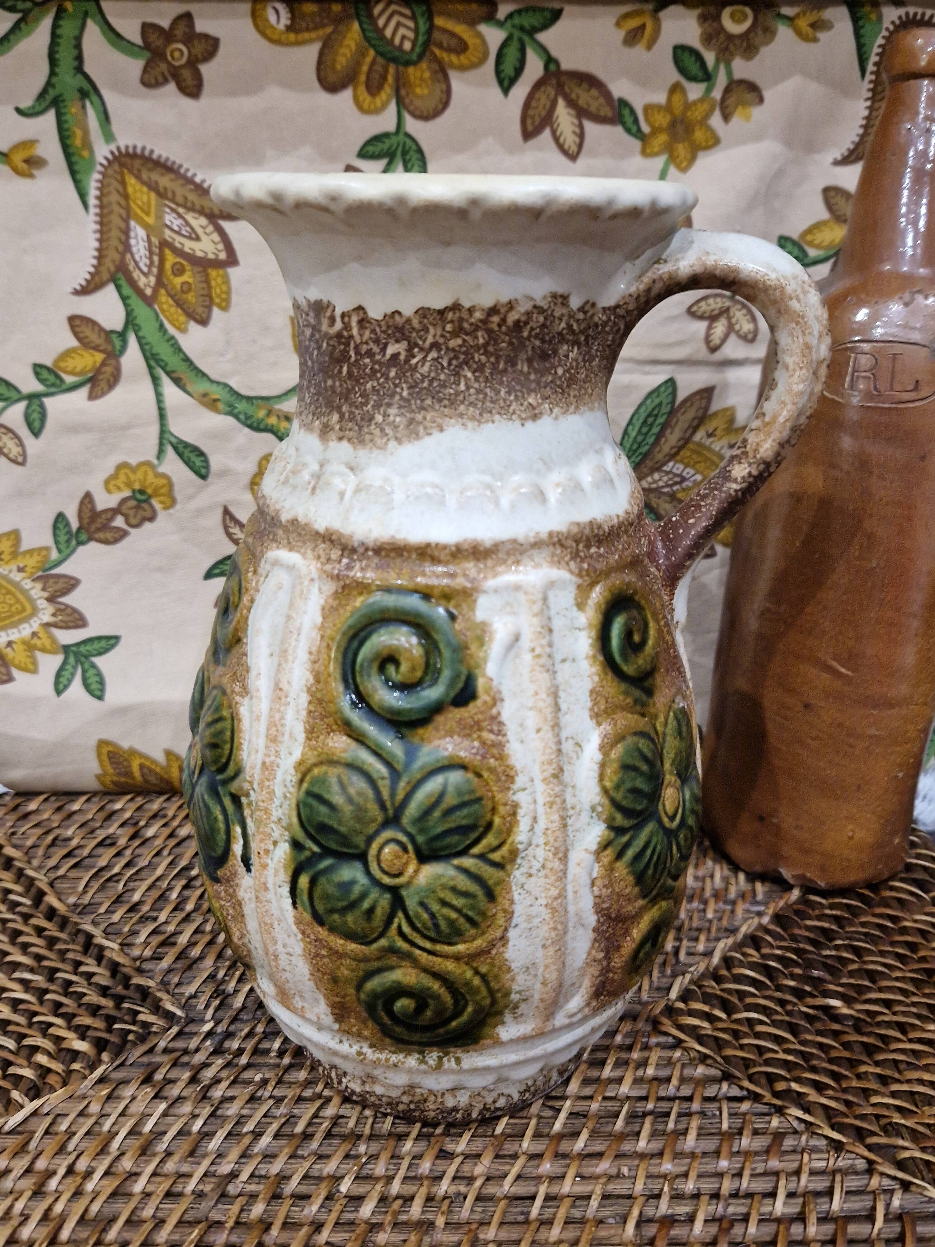 Vintage pitcher vase West Germany Uebelacker U-Keramik model 1854 25 60s