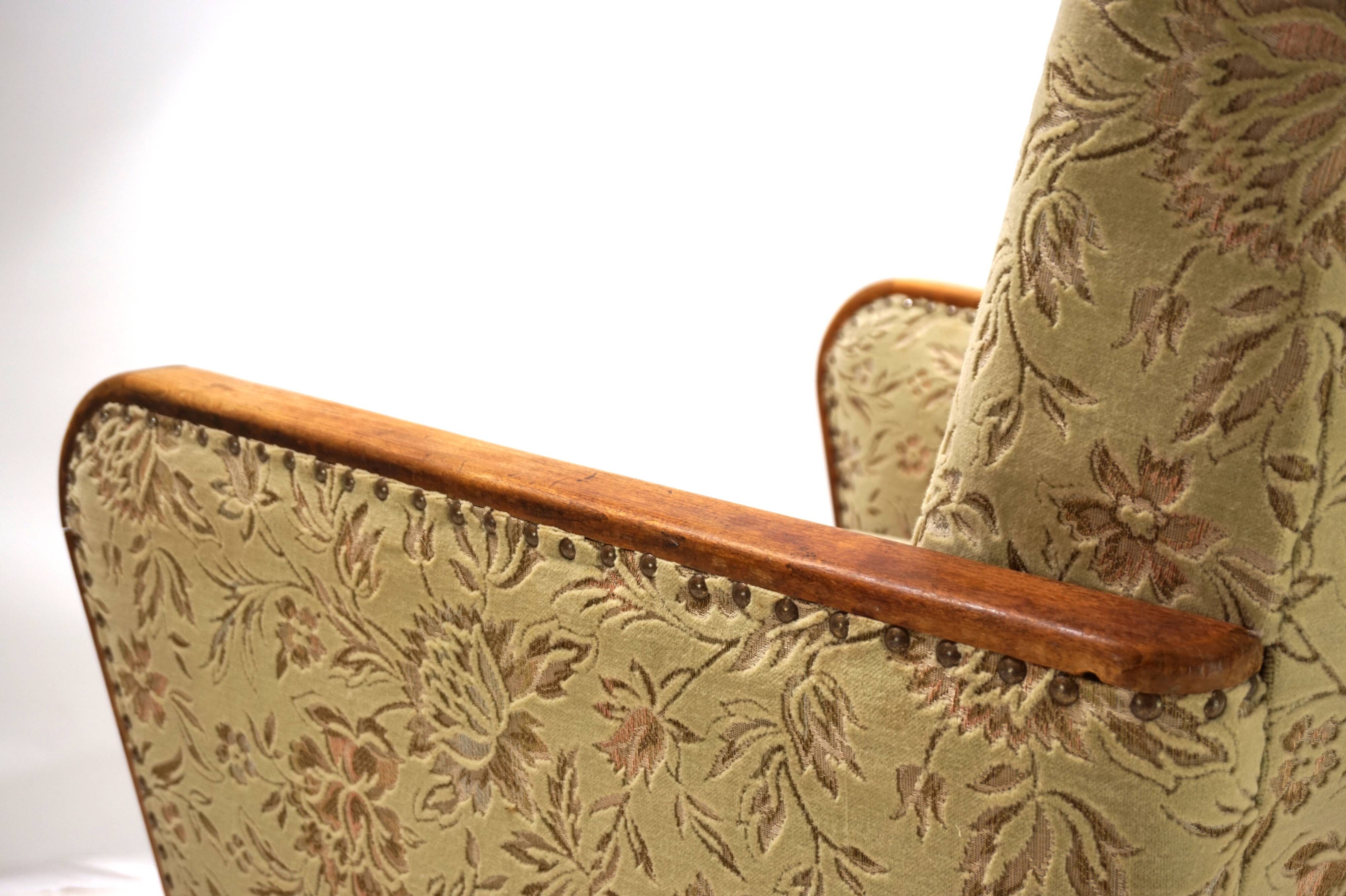 Fauteuil de salon Art Déco en jacquard de velours, 1930