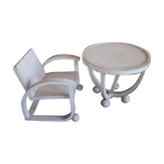 Fauteuil et table pour enfant art déco
