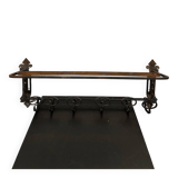 Large antique wall coat rack in wrought iron
