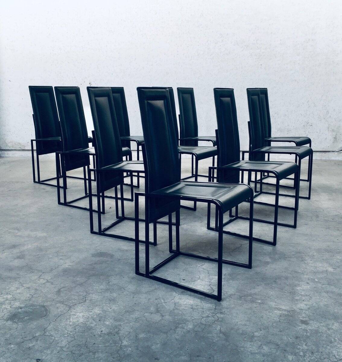 Postmodern architectural dining chairs, Italy, 1980s, set of 10