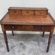 Antique desk with leather top and turned legs, 98 x 60.