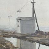 Georges lattès (1907-1989), gennevilliers station, watercolor and gouache