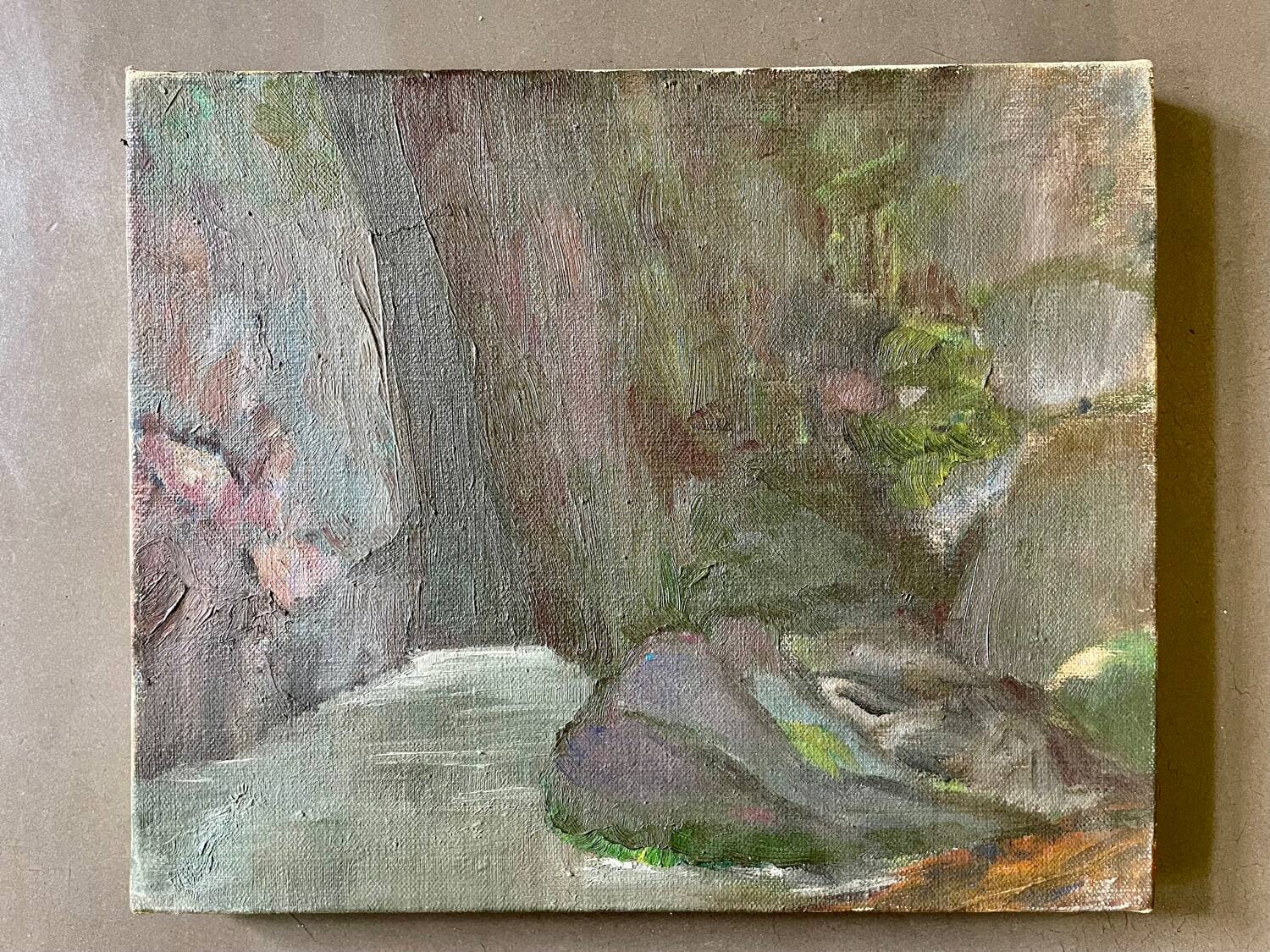 Vintage 70s waterfall landscape painting