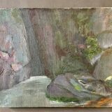 Tableau paysage cascade années 70 vintage