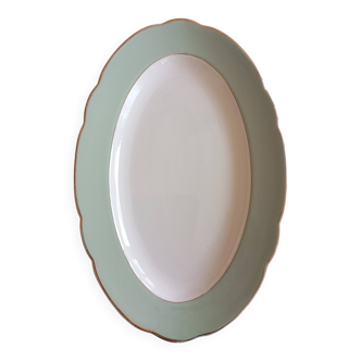 Villeroy & Boch Mettlach celadon and gold oval dish