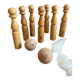 Old wooden bowling pins
