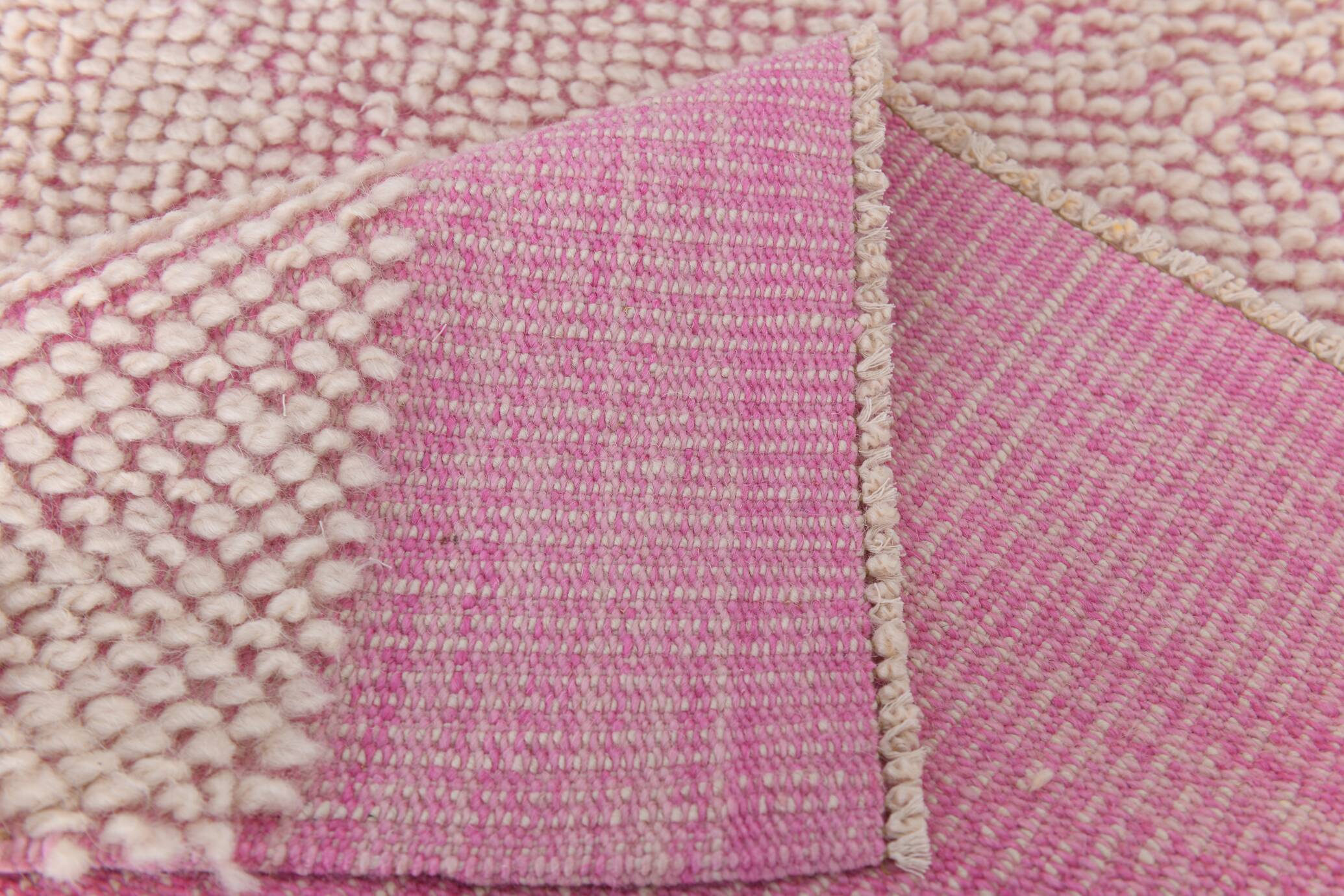 4x7 Shades Of Pink & Beige Handmade Wool Vintage Rug, 129x220Cm SK 34944