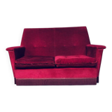 Hollywood Regency Style Fuchsia Velvet 2-Seat Sofa with Fringe, 1960s