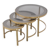 Brass and glass nesting coffee tables, 1970
