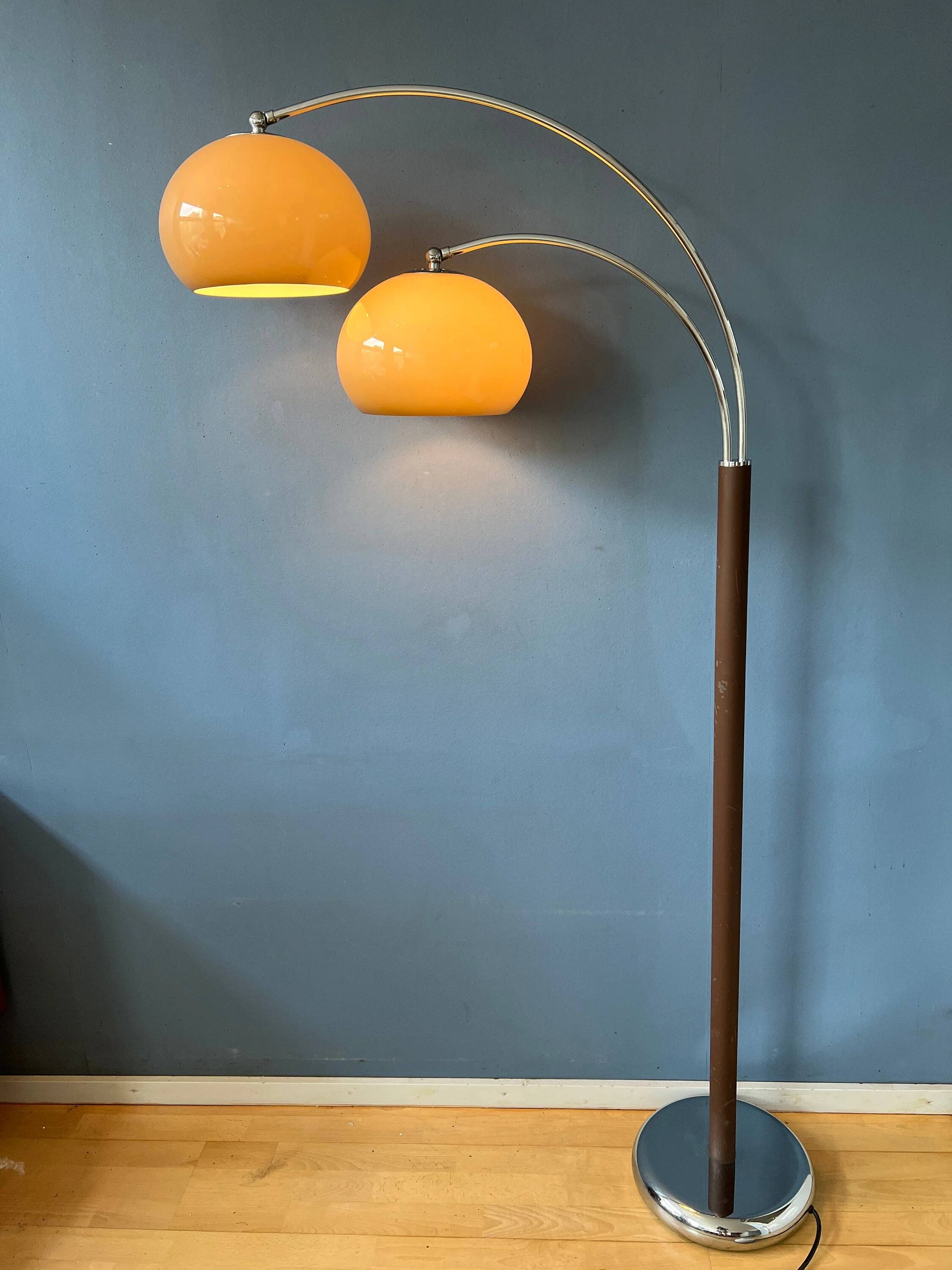 Mid-Century Dijkstra double arc floor lamp with mushroom shade