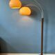 Mid-Century Dijkstra double arc floor lamp with mushroom shade