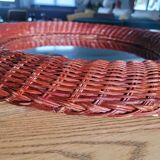 Vintage round rattan mirror