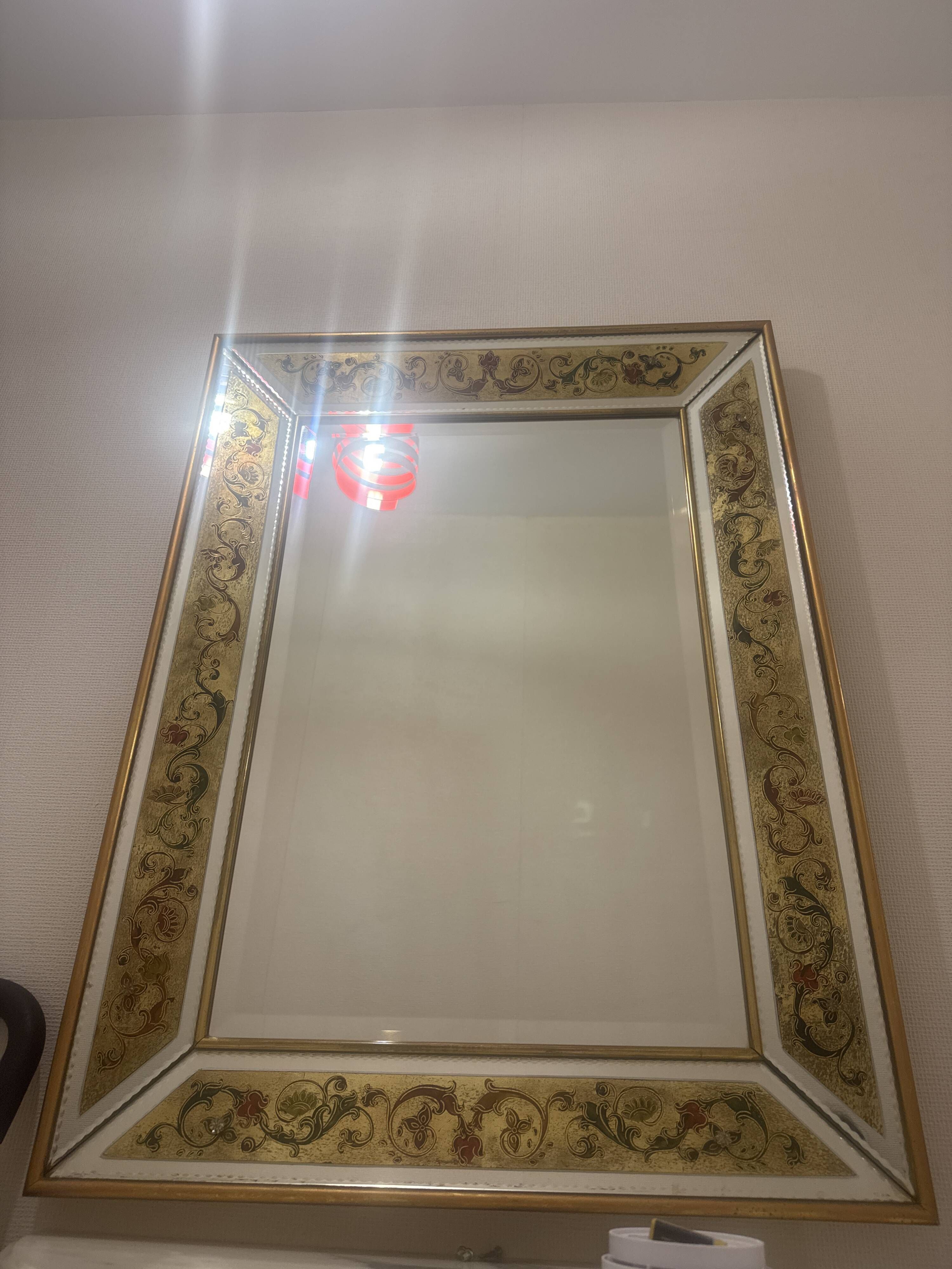 Large mirror with gold frame