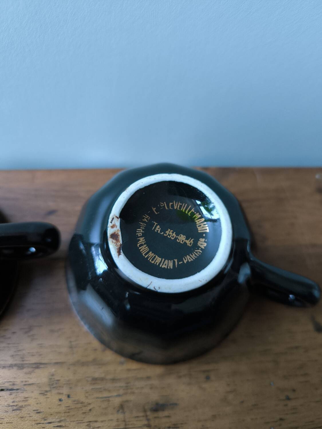 Set of 2 vintage bar coffee cups Leveille Mabit Paris black pink v