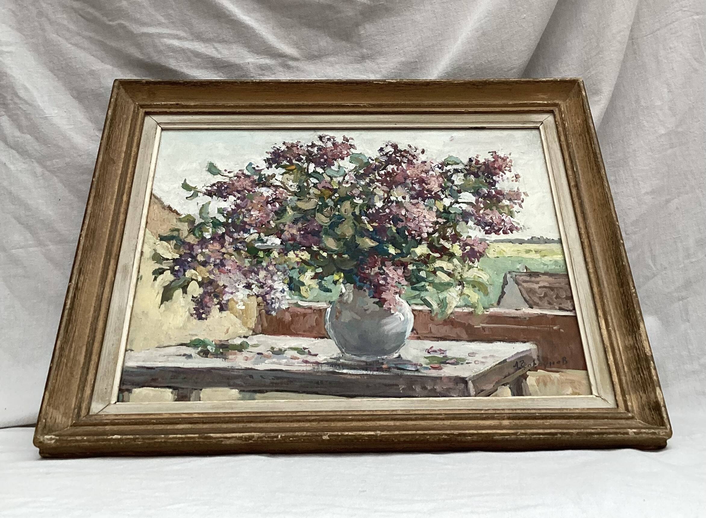 Signed painting Oil on canvas dimensions: height - 48 cm - width - 56 cm -