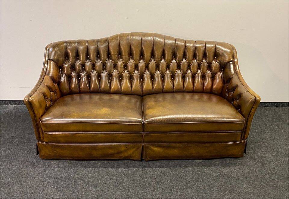Vintage 3 seater leather chesterfield sofa