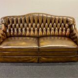 Vintage 3 seater leather chesterfield sofa