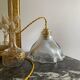 Vintage glass holophane pendant light
