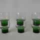 Set of 6 designer wine glasses with green feet from the 70s