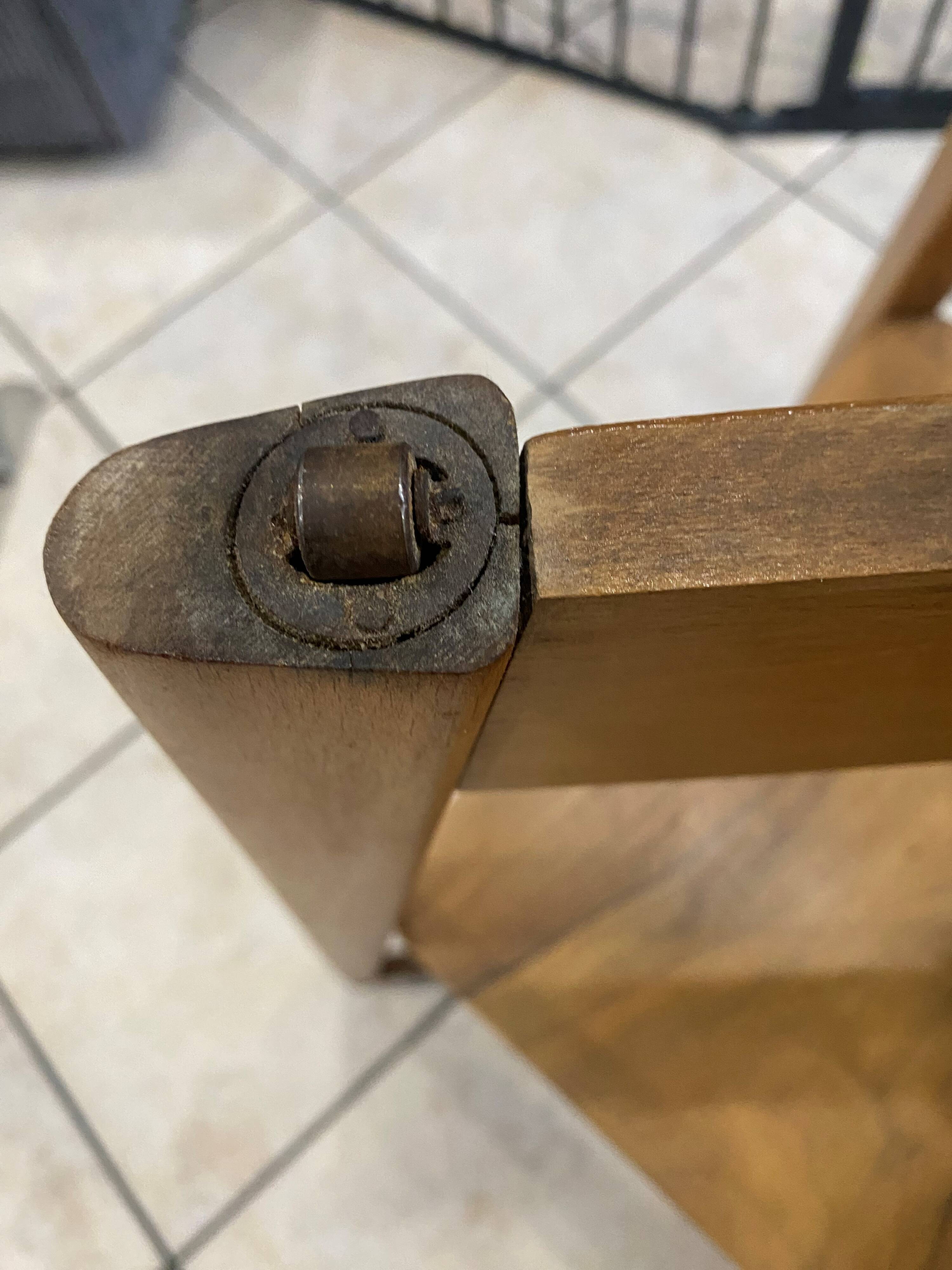 Scandinavian wooden side coffee table with vintage 50s swivel top