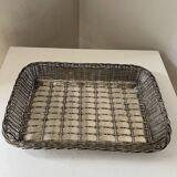 Woven silver metal bread basket