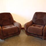 Pair of seventies velvet armchairs
