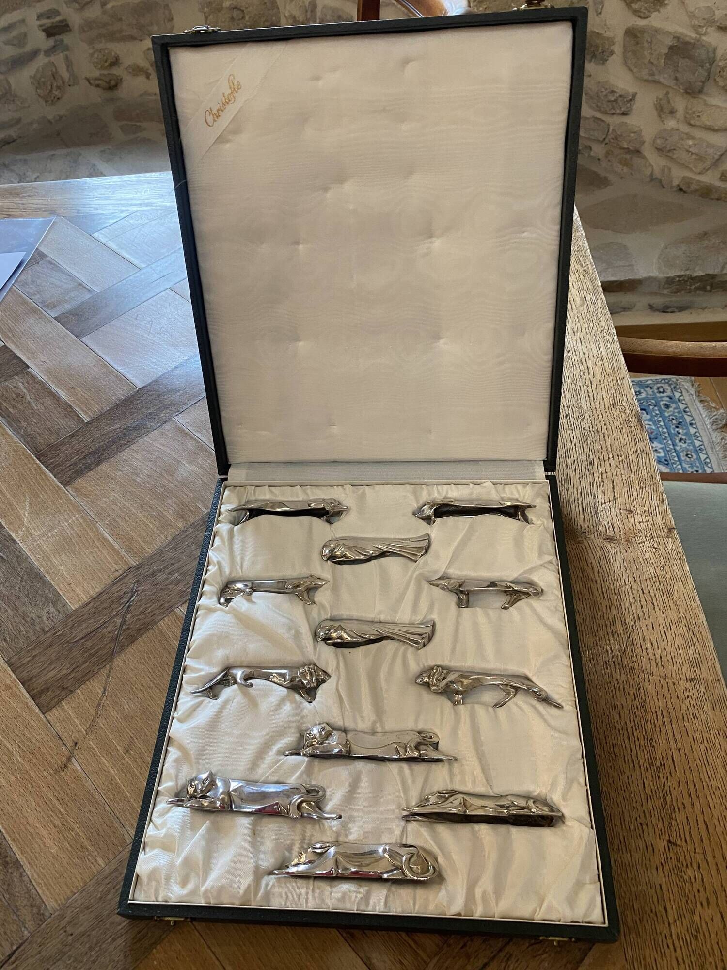 set of 12 animal-shaped knife rests in Art Deco style by Christofle