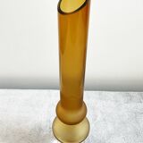Amber Hooped Glass Vase in the Style of Bo Borgström, Scandinavian Mid-Century Art Glass