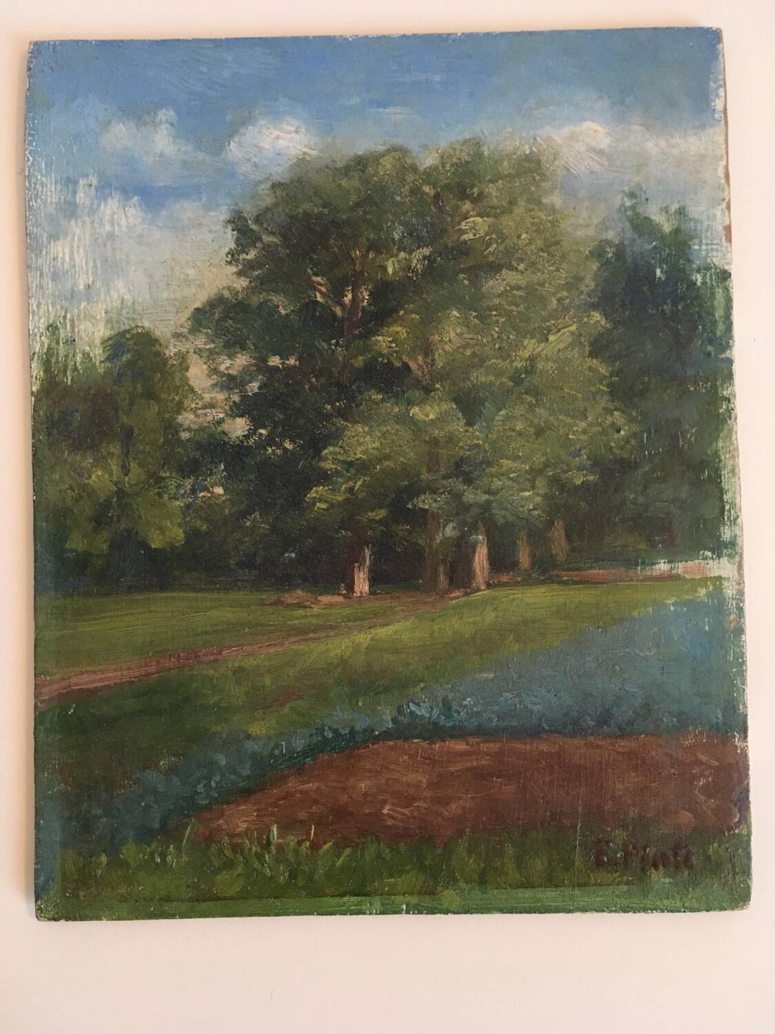 Old painting Forest landscape.