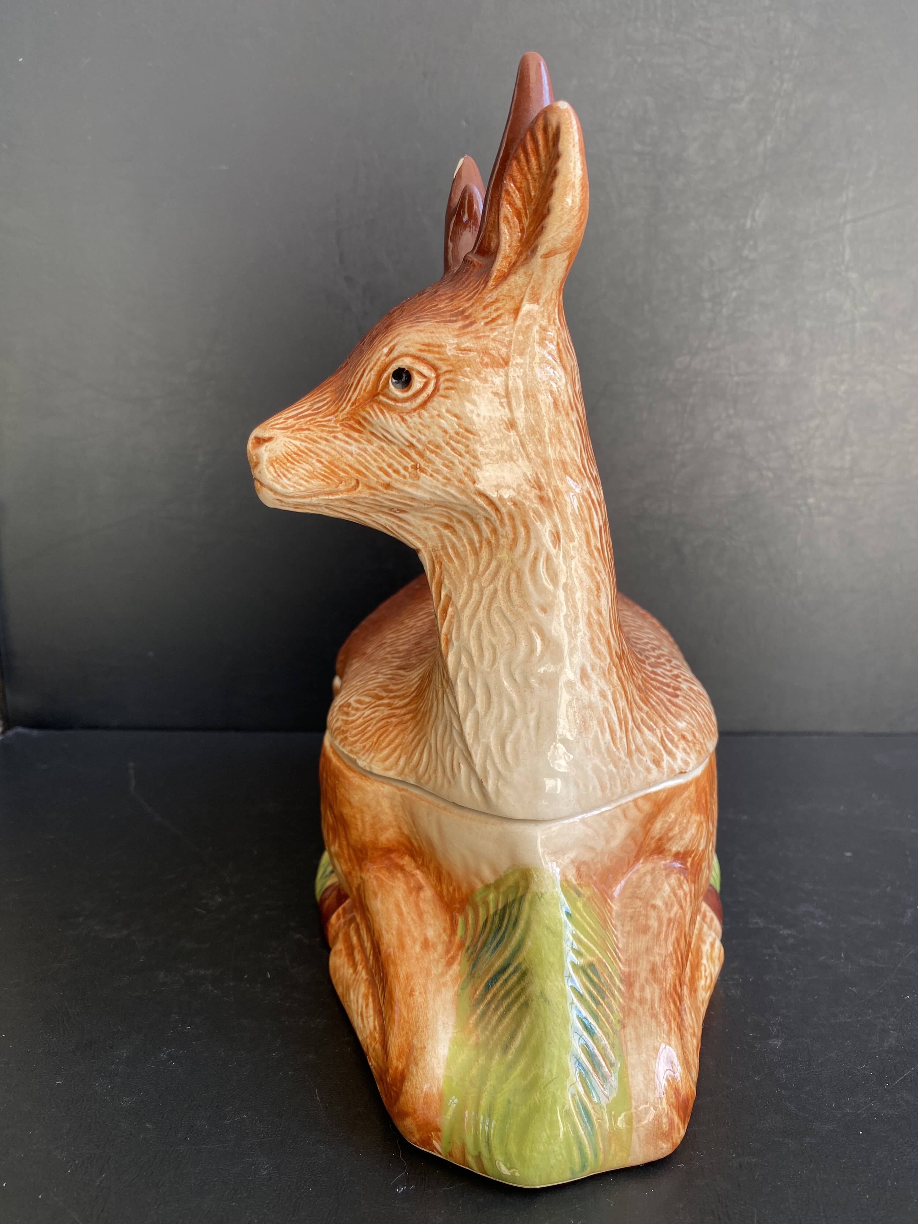Vintage terrine in earthenware by Michel Caugant - Roe Deer / Stag shape