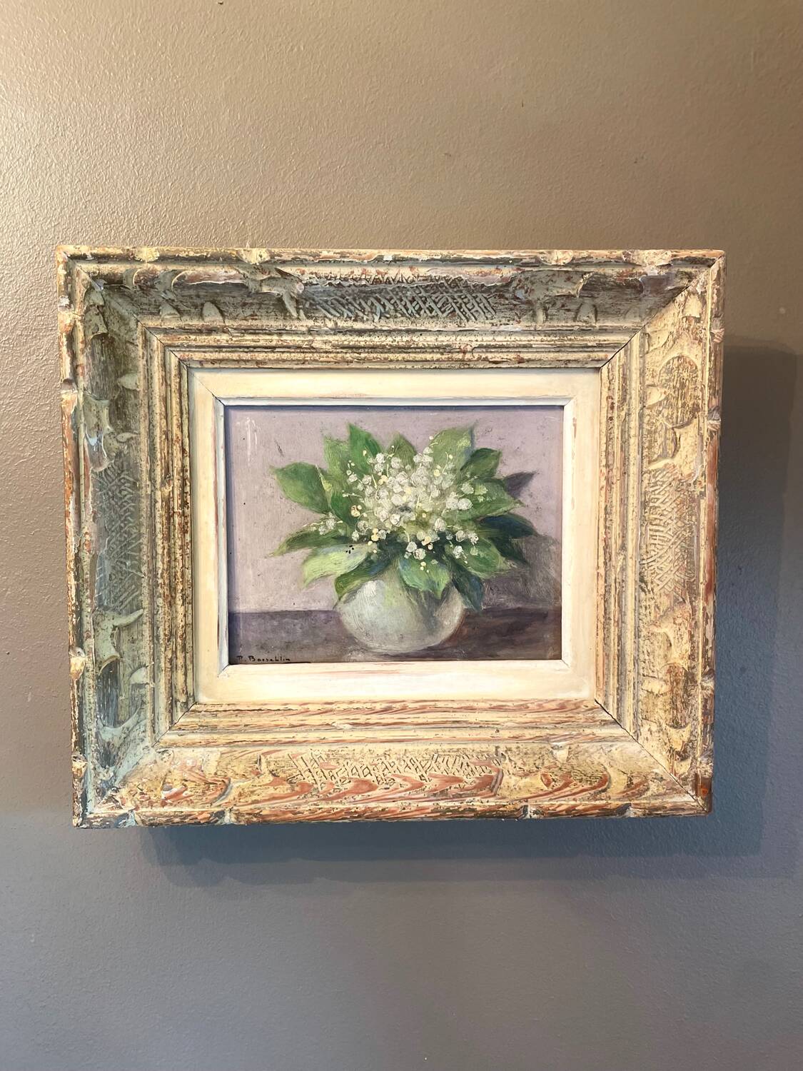 Charming old painting: Bouquet of lily of the valley