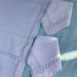 6 Antique Linen Napkins monogram