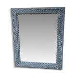 Pair of large sculpted mirrors in painted grey wood, antique style (1900s)