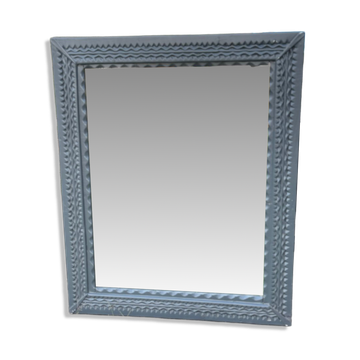 Pair of large sculpted mirrors in painted grey wood, antique style (1900s)
