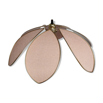 Suspension flower lamp 6 petals linen nude
