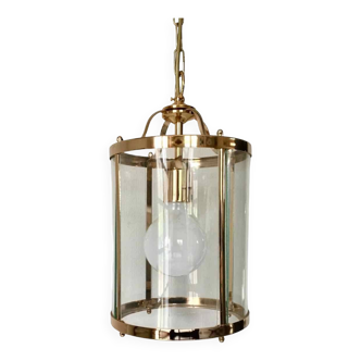 Glass and gold metal lantern pendant light