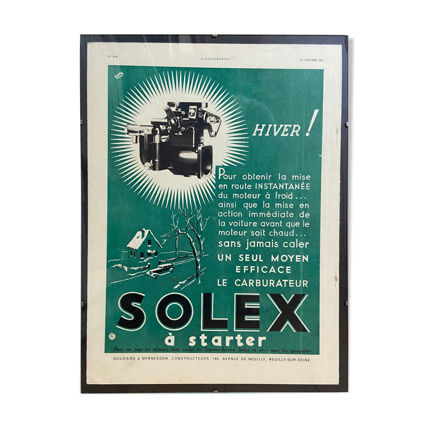Affiche publicitaire Solex 20 janvier 1934