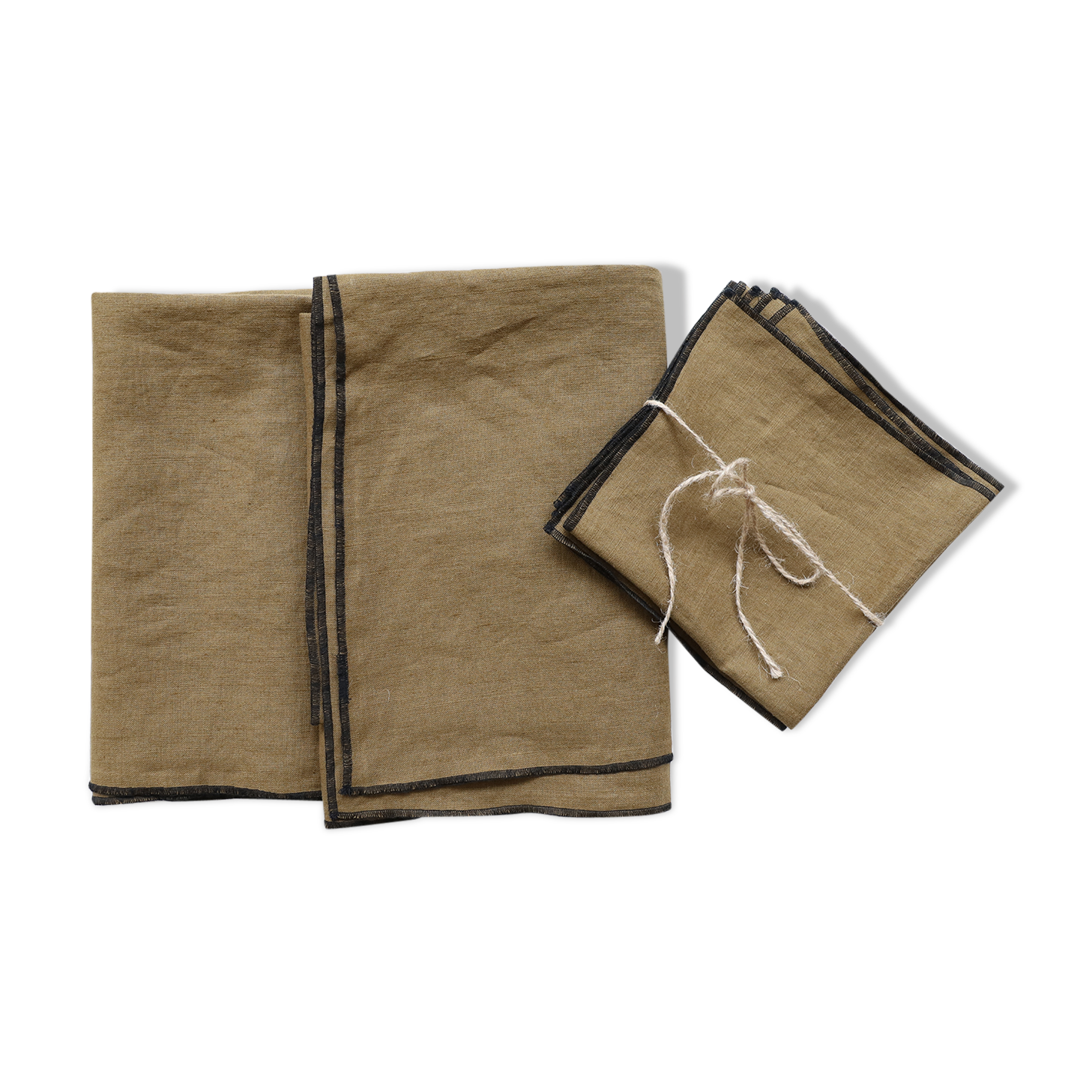 Camel linen tablecloth and towels