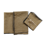 Camel linen tablecloth and towels