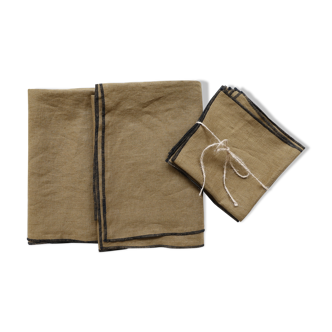 Camel linen tablecloth and towels