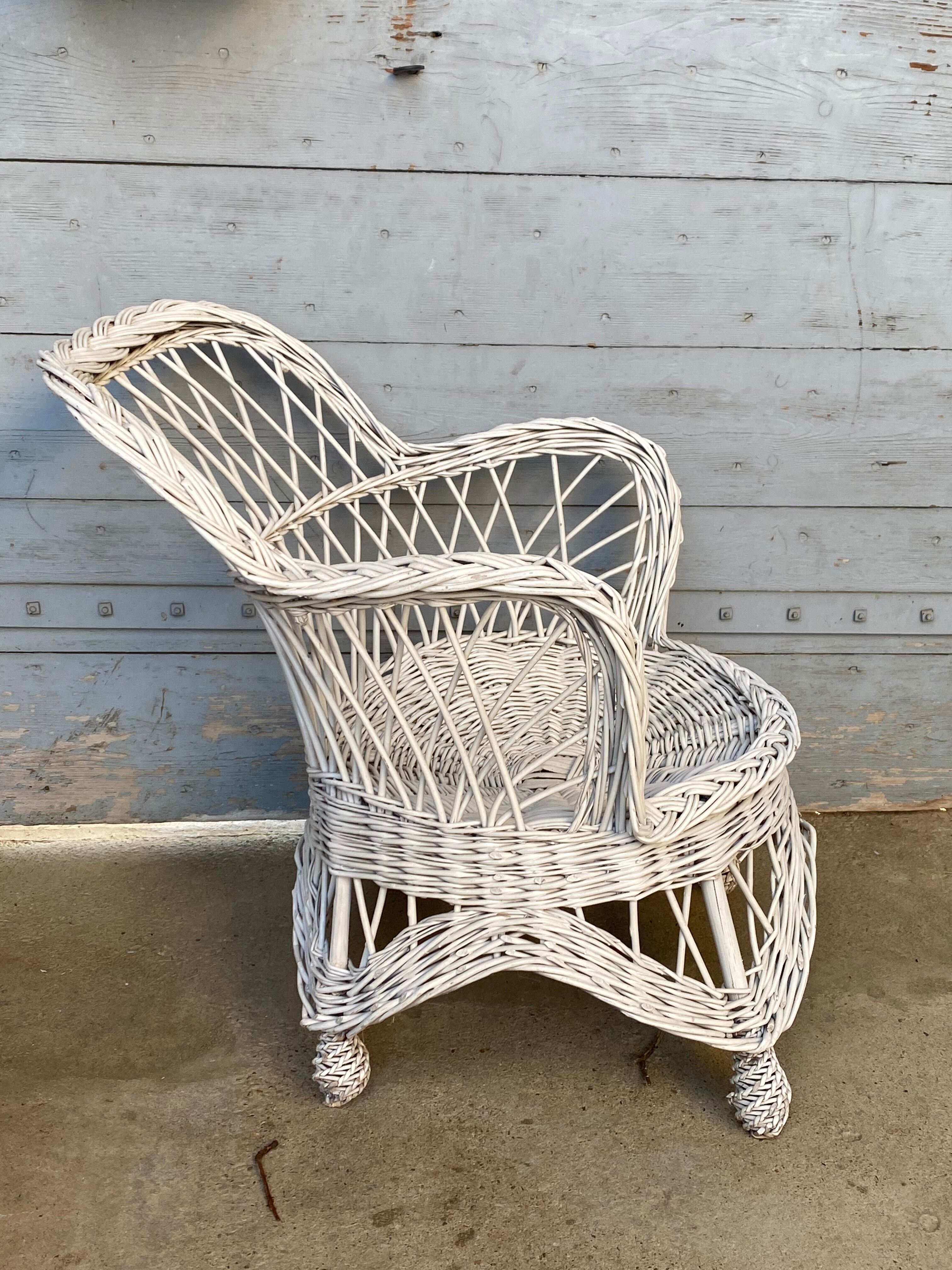 White rattan armchair