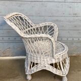 White rattan armchair