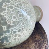 Signed enamelled and crystallized ball vase