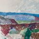 Mid century vintage abstract modernist landscape 'misty window'